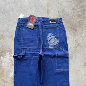 Baggy Southpole carpenter wide leg embroidered y2k skater jeans - 38x32